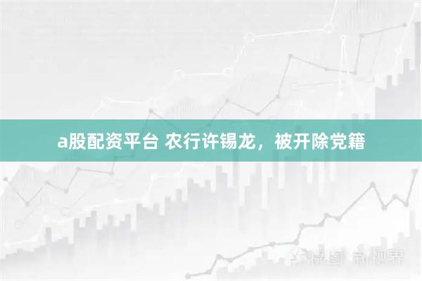 a股配资平台 农行许锡龙，被开除党籍